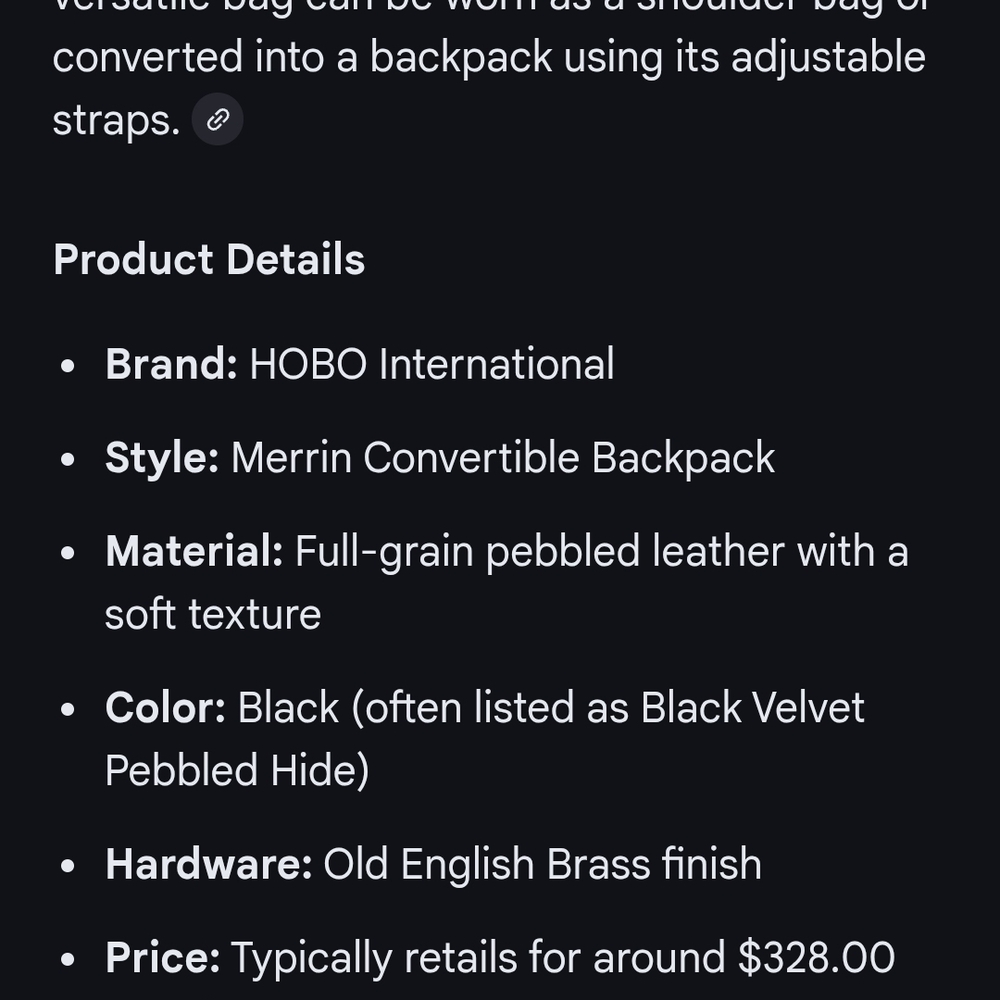 HOBO Black Convertible Backpack